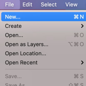 Crie um novo documento.
