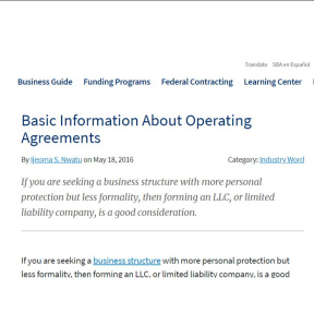 Create an operating agreement.