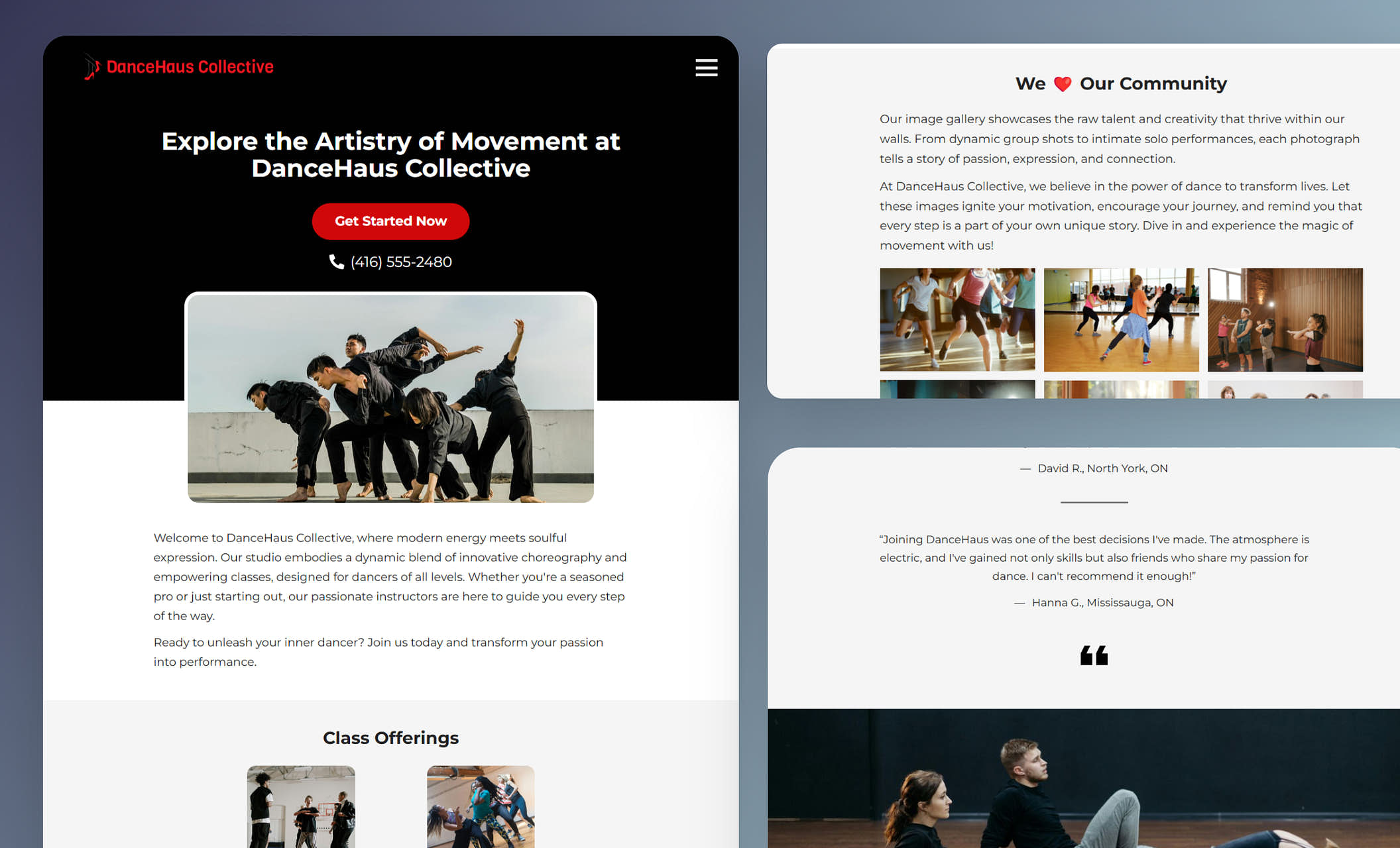 Free dance studio website templates for dance academies and schools