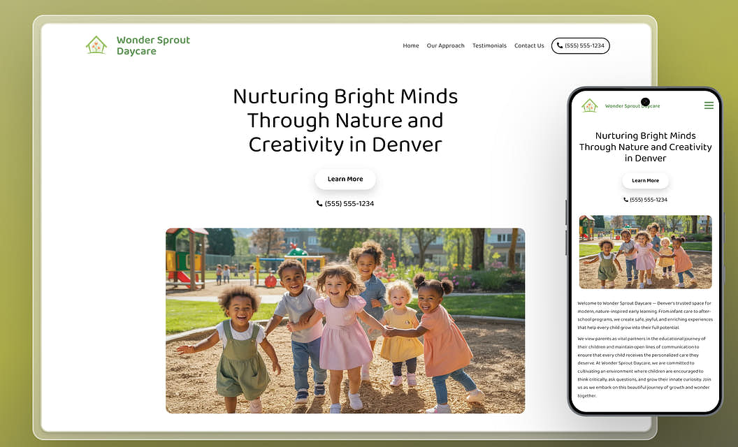 Wonder Sprout Daycare Daycare Website Template