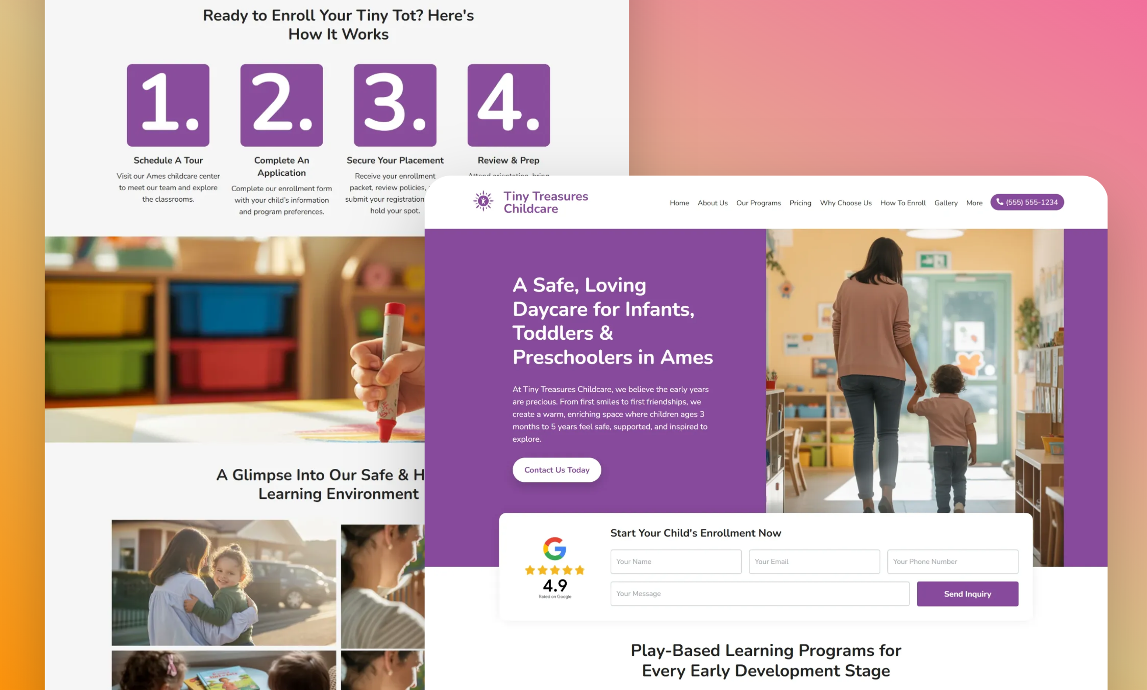Preview of website template Tiny Treasures Daycare