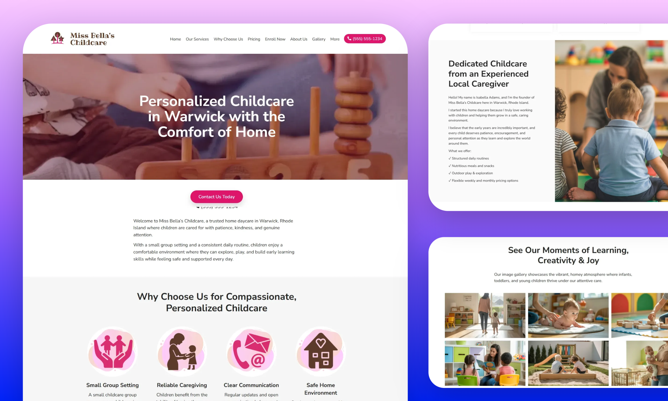 Preview of website template Miss Bella's Childcare