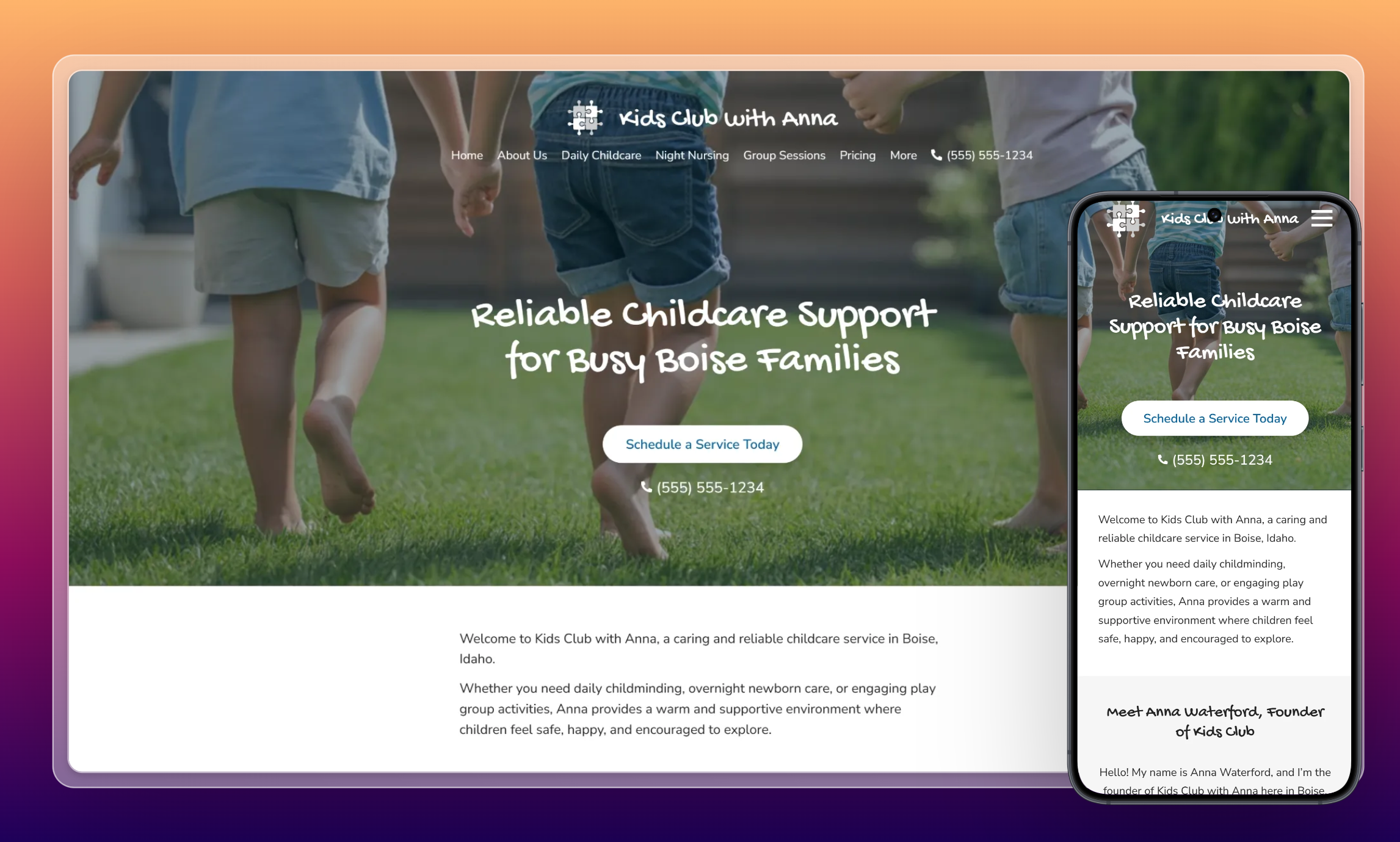 Preview of website template Kids Club with Anna