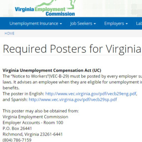 Display mandatory state posters in the workplace.