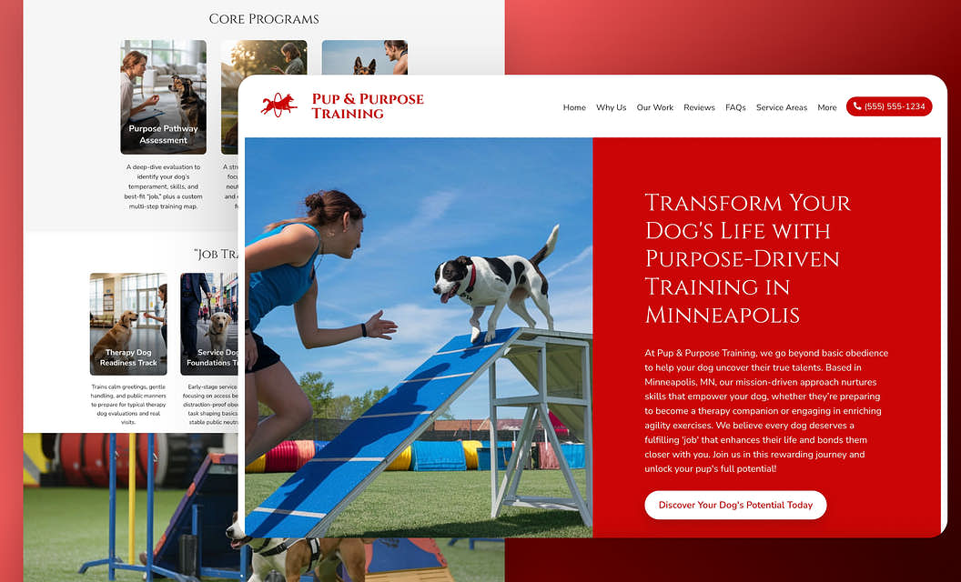 Pup & Purpose Training Dog Training Website Template