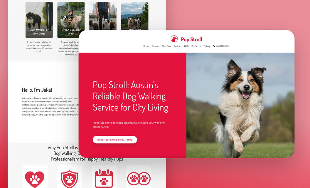 Pup Stroll Dog Walking Website Template