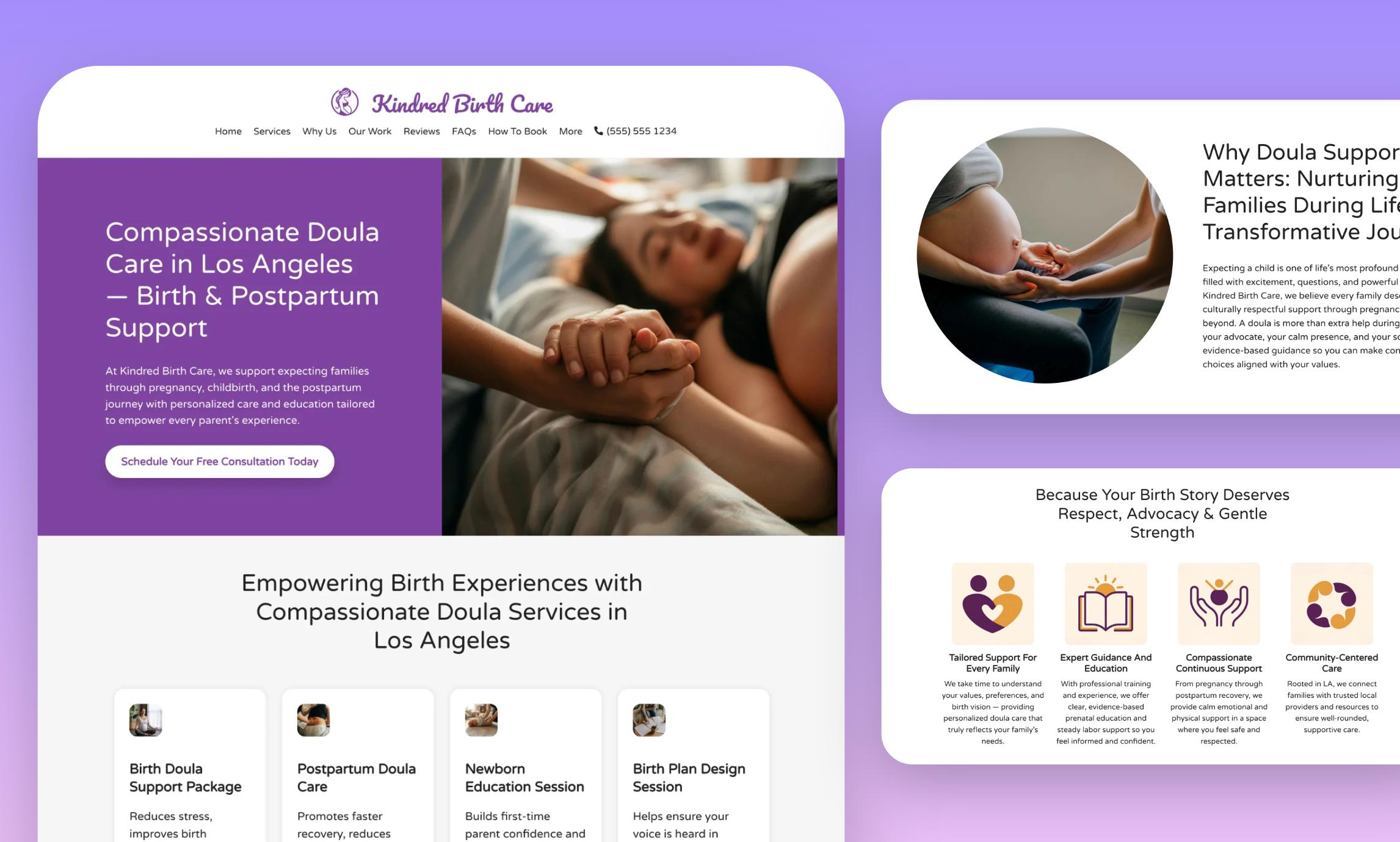 Preview of website template Kindred Birth Care