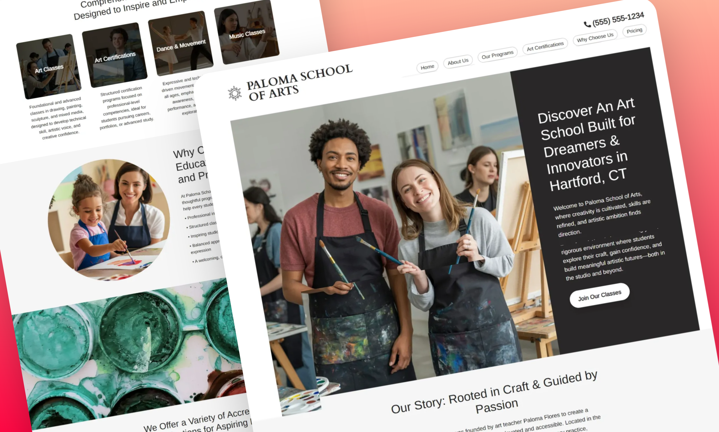 Preview of website template Paloma School of Arts