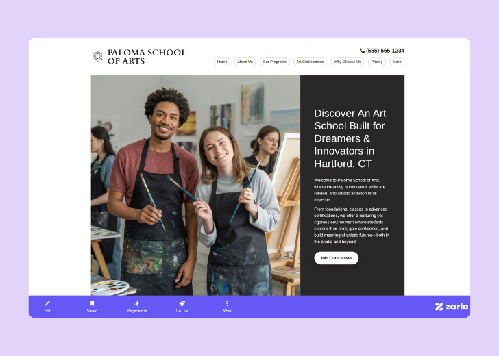 Screenshot of Zarla Editor's UI for selecting fonts and color palettes and uploading custom images