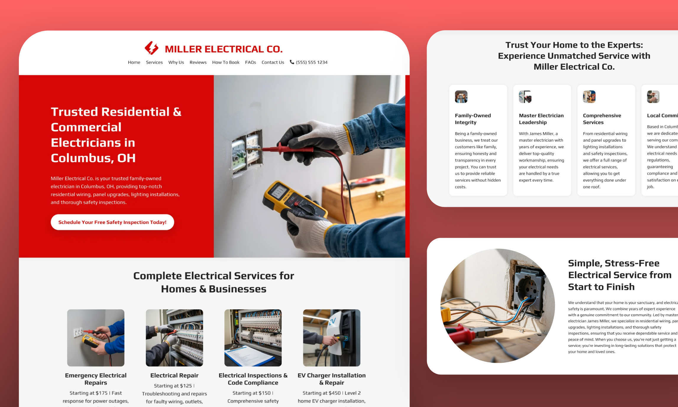 Preview of website template Miller Electrical Co.