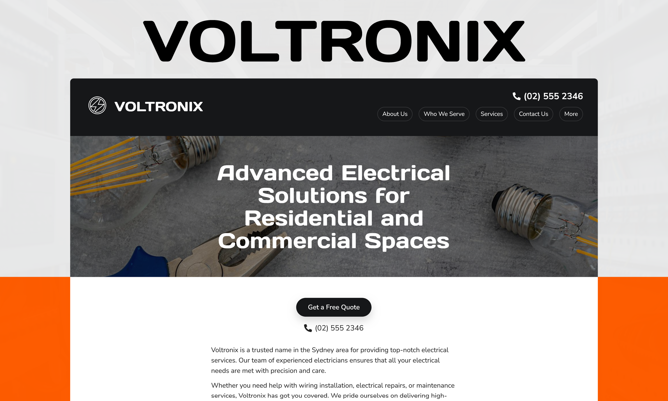 Electrician website builder created with Zarla