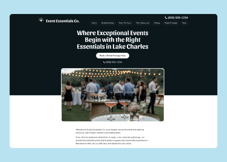 Revive Detailing landing page with the tagline 'Elevate the appearance and condition of your vehicle with Revive Detailing' with a picture of a shiny red car