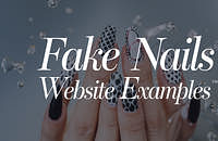 Image of black-and-white fake nails with overlaying text that reads "Fake Nails Website Examples"
