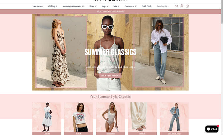An example of a fashion website.