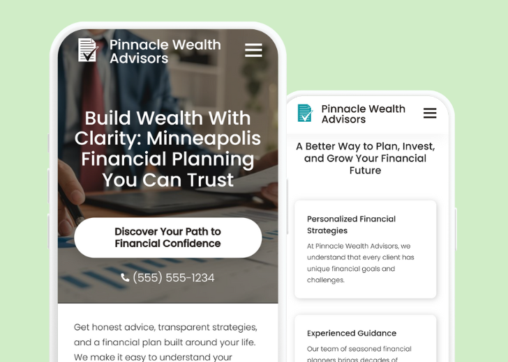 Revive Detailing and Spotless Touch landing pages in two smartphones, side by side, showing mobile view of the websites
