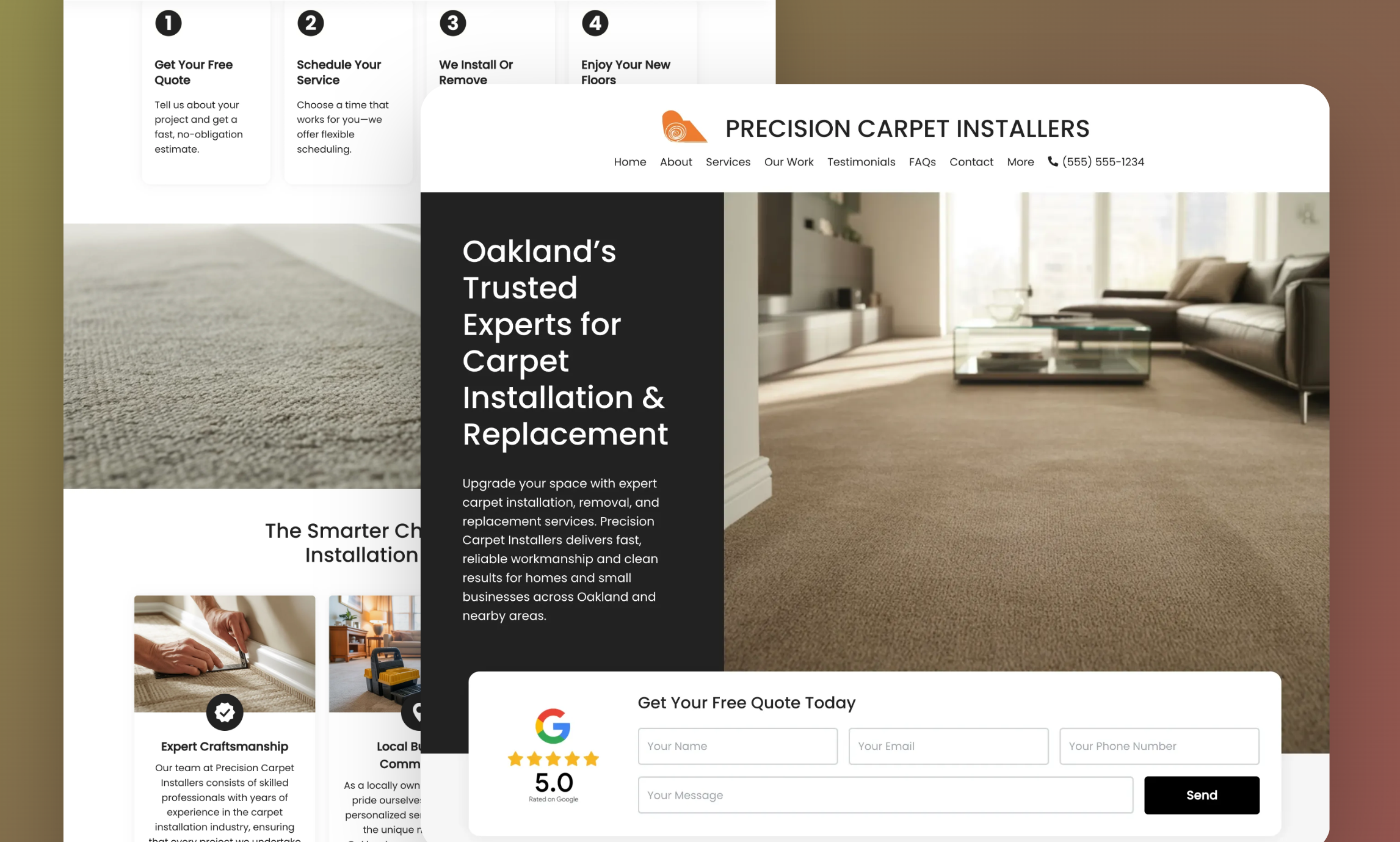 Preview of website template Precision Carpet Installers