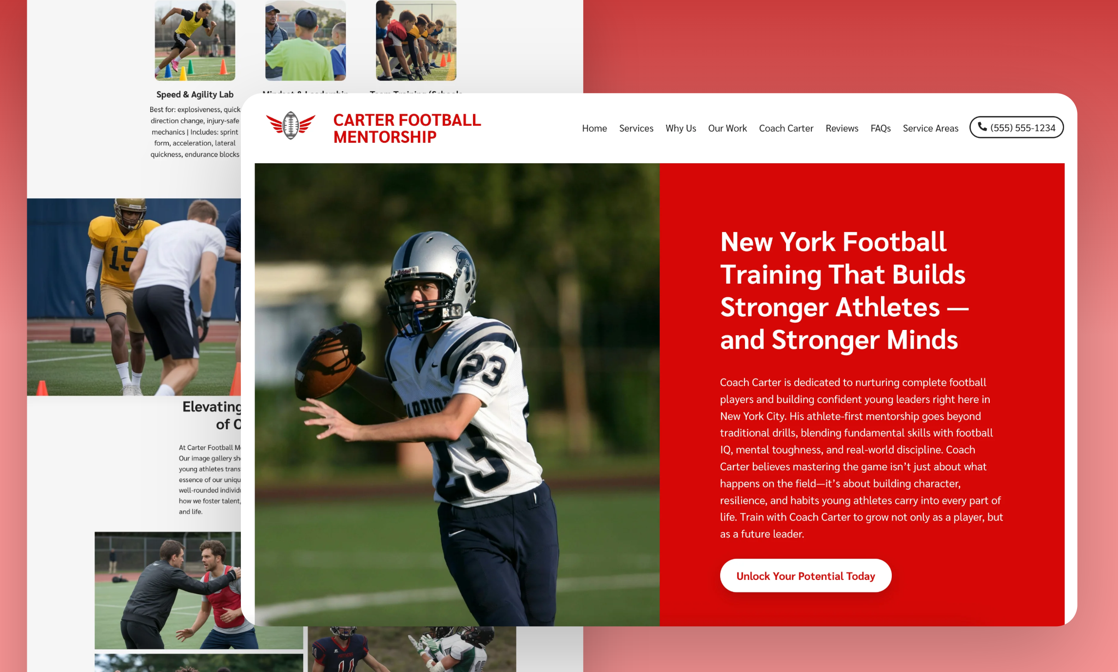 Preview of website template Carter Football Mentorship