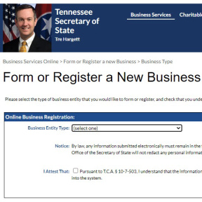 Register your business in Tennessee.