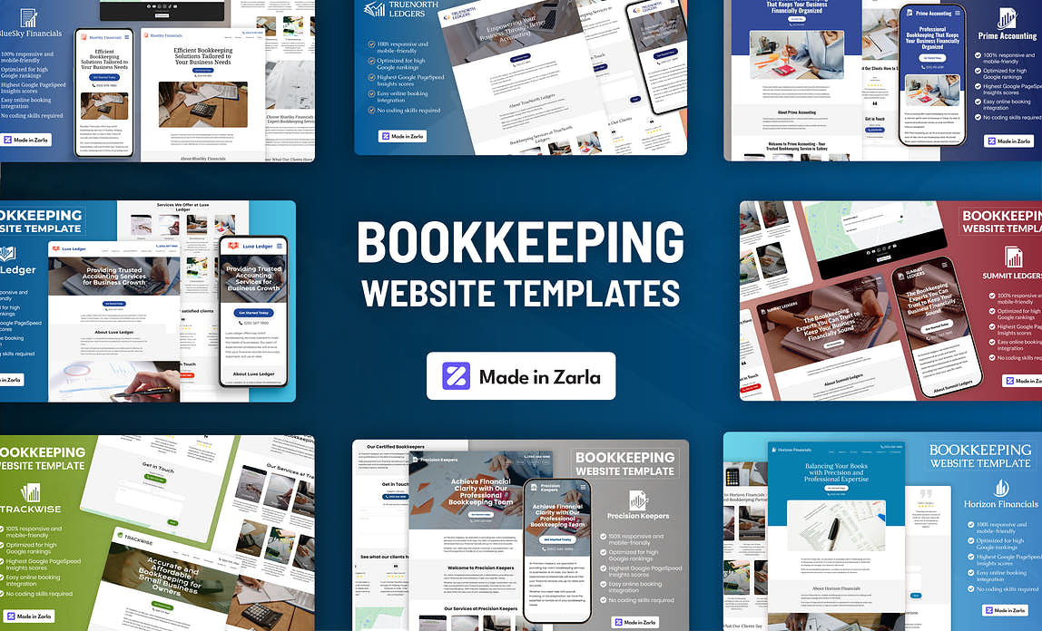 Collection of free bookkeeping website templates