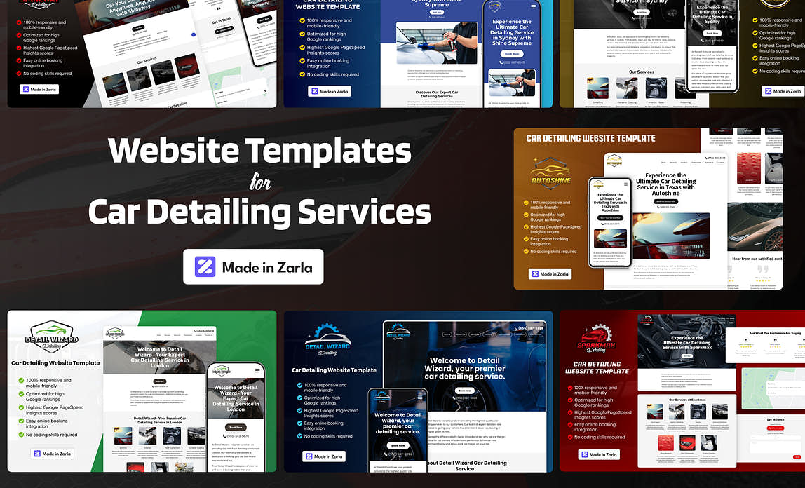 Collection of free auto detailing website templates