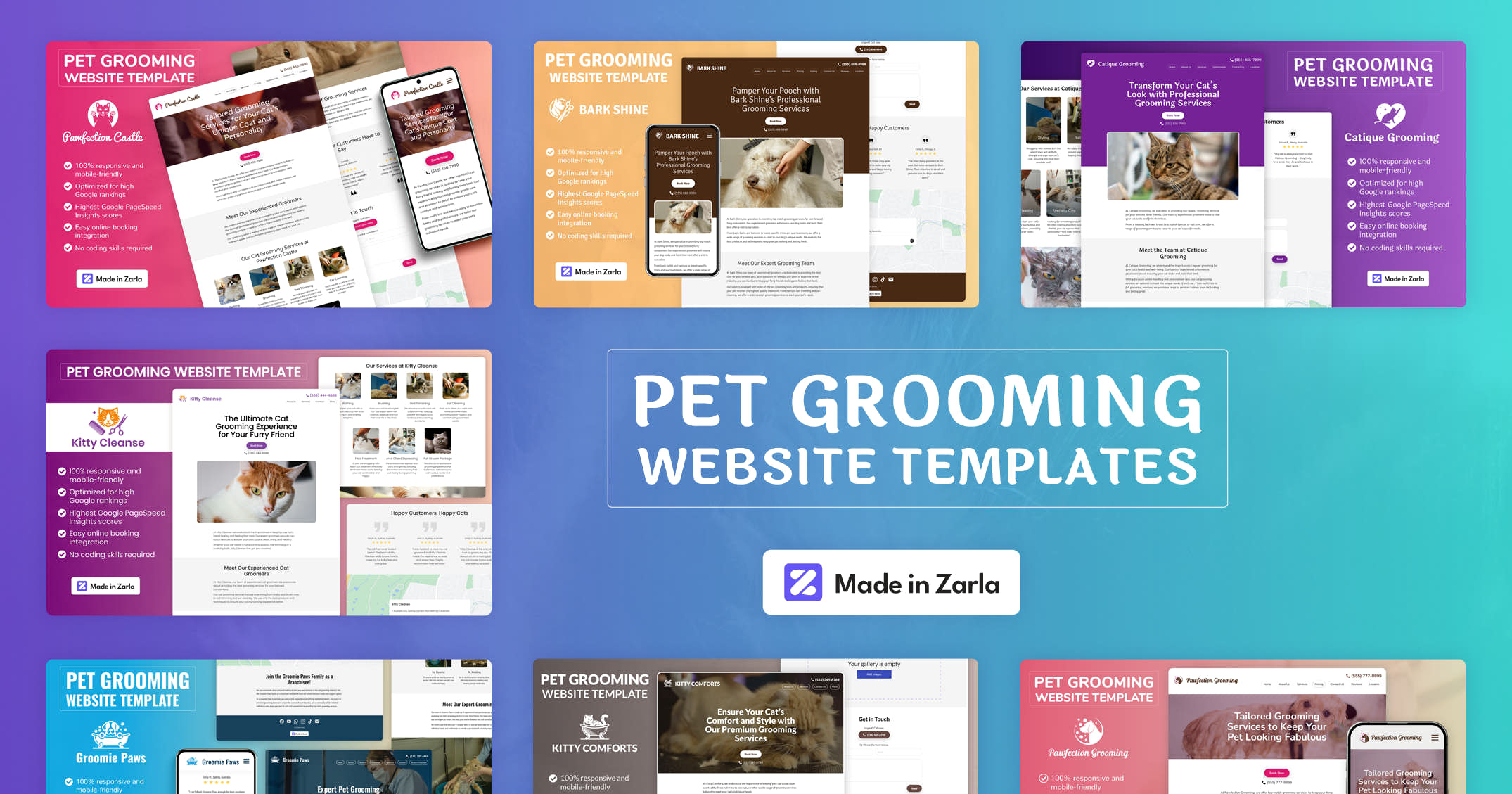 Best pet grooming website templates for cat and dog groomers