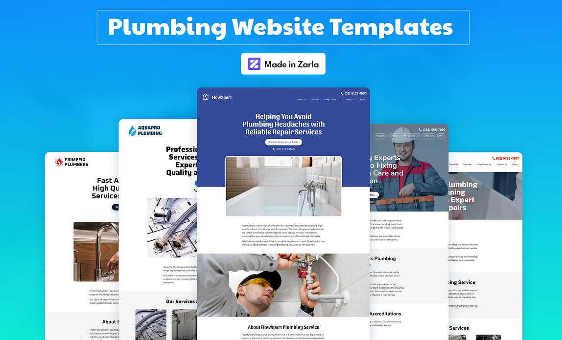 Collection of free plumbing website templates