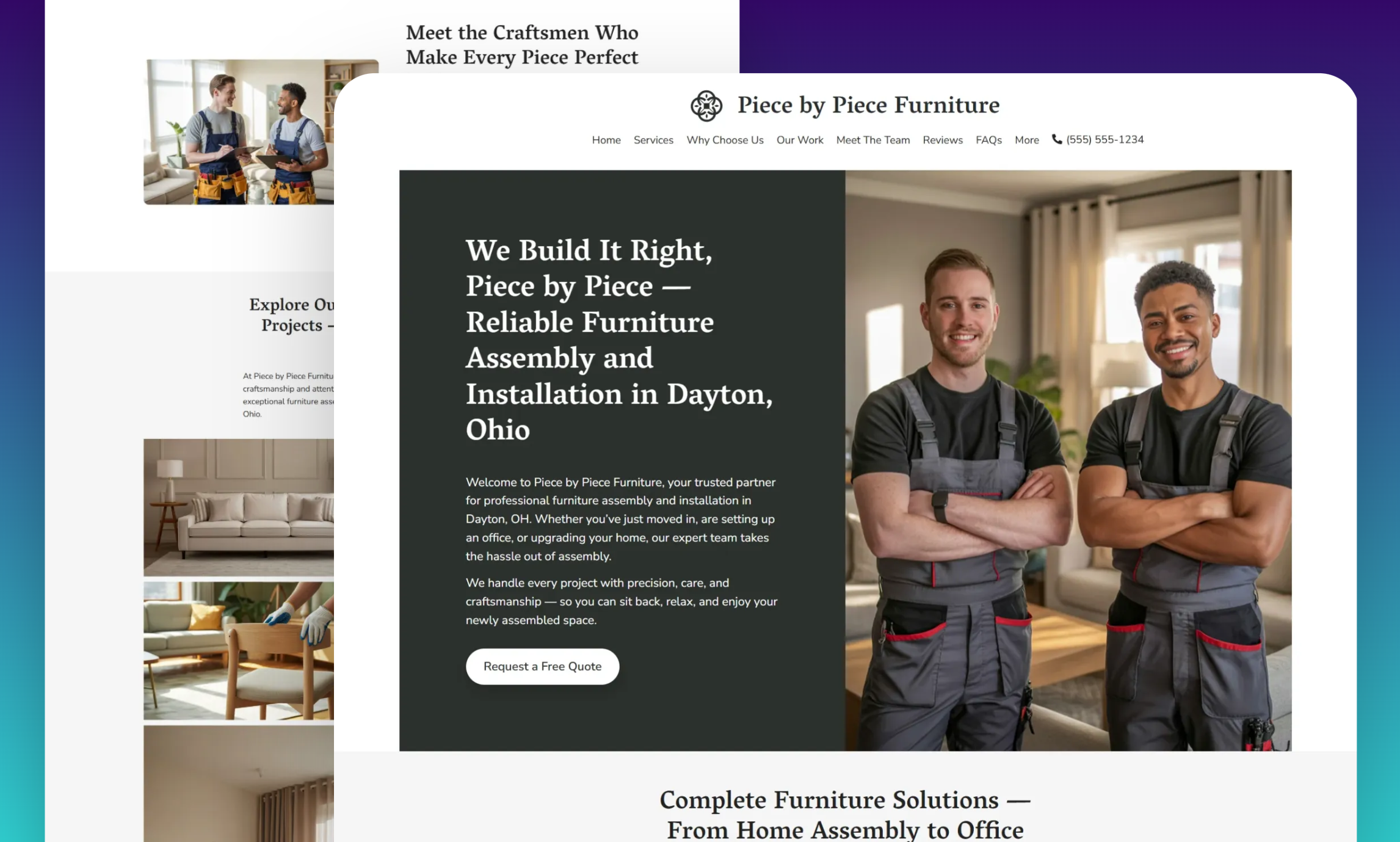 Preview of website template Piece by Piece Furniture