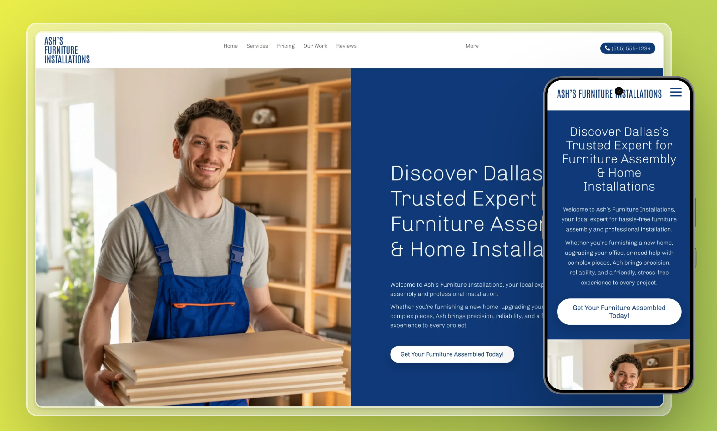 Preview of website template Ash's Furniture Installations