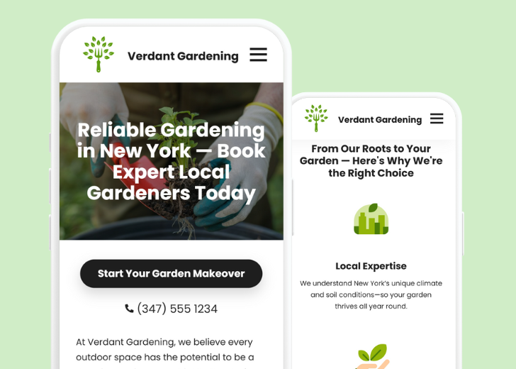 Revive Detailing and Spotless Touch landing pages in two smartphones, side by side, showing mobile view of the websites