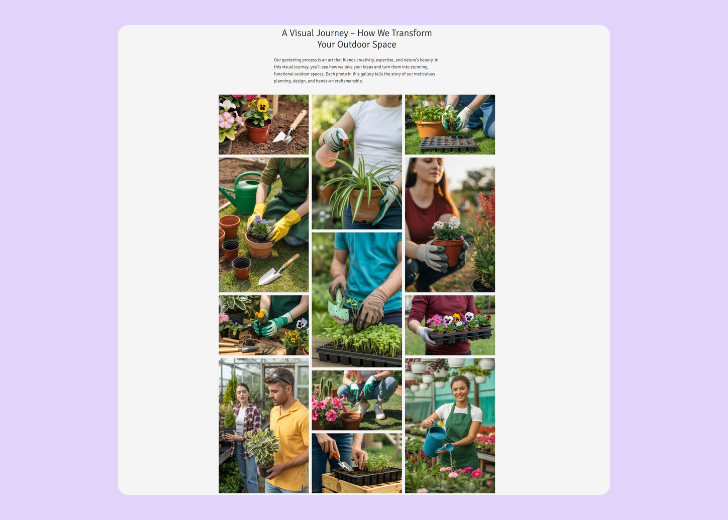 Gallery section titled 'Explore Our Stunning Home Remodeling Projects' with a gallery of 6 images of wooden-themed interior design in a masonry grid layout