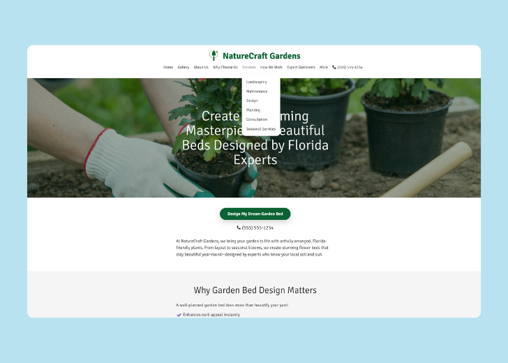 Spotless Touch landing page of a specific service titled 'Post Construction Cleaning' with a contact form on the side