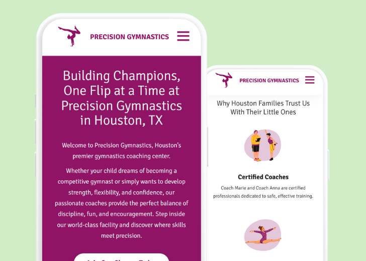 Revive Detailing and Spotless Touch landing pages in two smartphones, side by side, showing mobile view of the websites