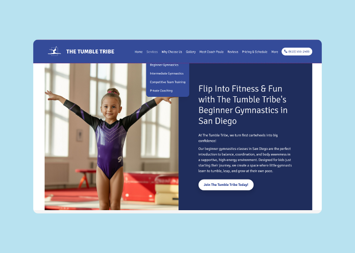 Spotless Touch landing page of a specific service titled 'Post Construction Cleaning' with a contact form on the side
