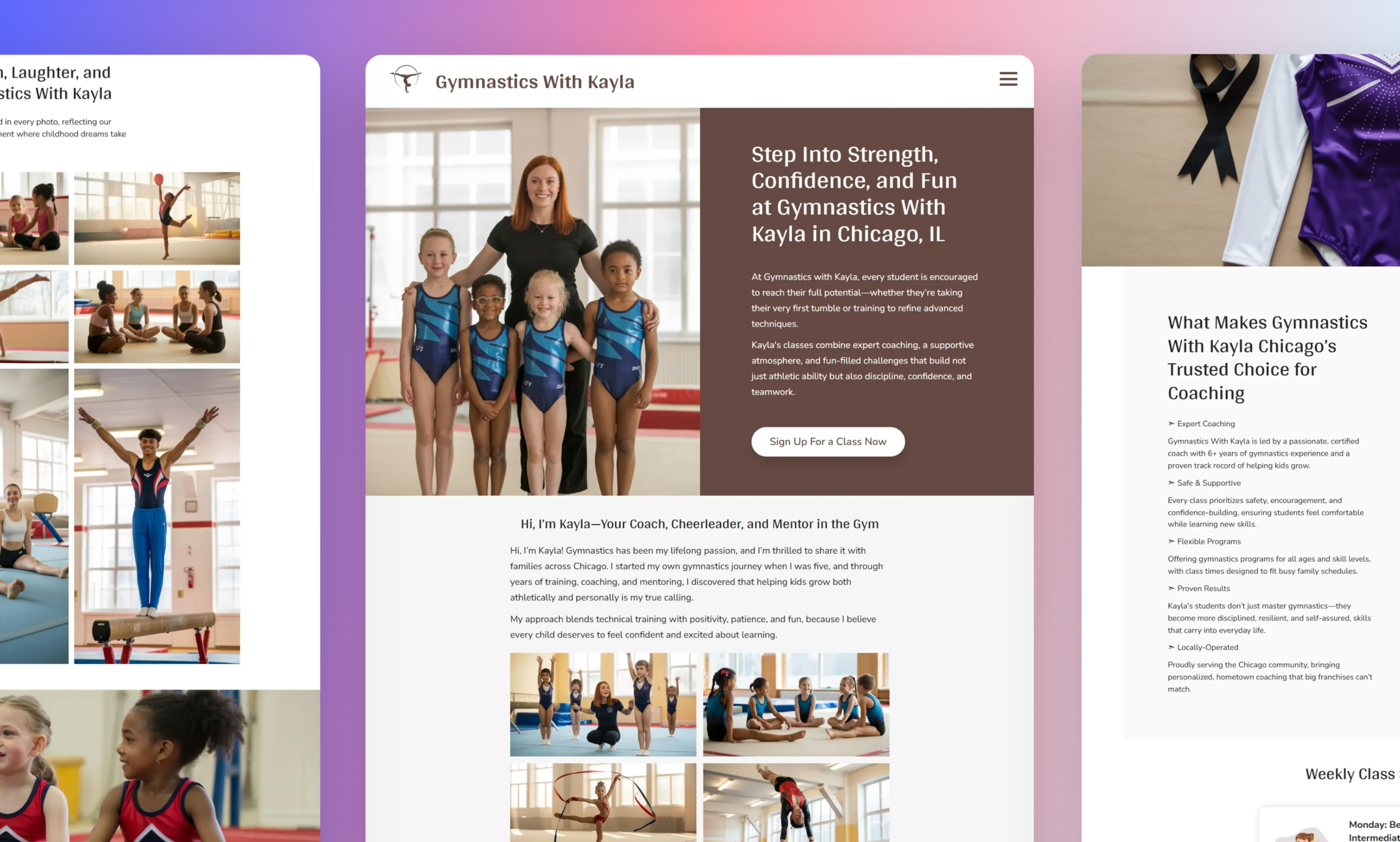 Gymnastics Coaching Website Builder