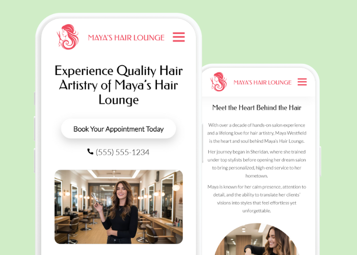 Revive Detailing and Spotless Touch landing pages in two smartphones, side by side, showing mobile view of the websites