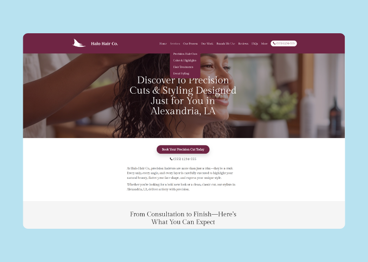 Spotless Touch landing page of a specific service titled 'Post Construction Cleaning' with a contact form on the side