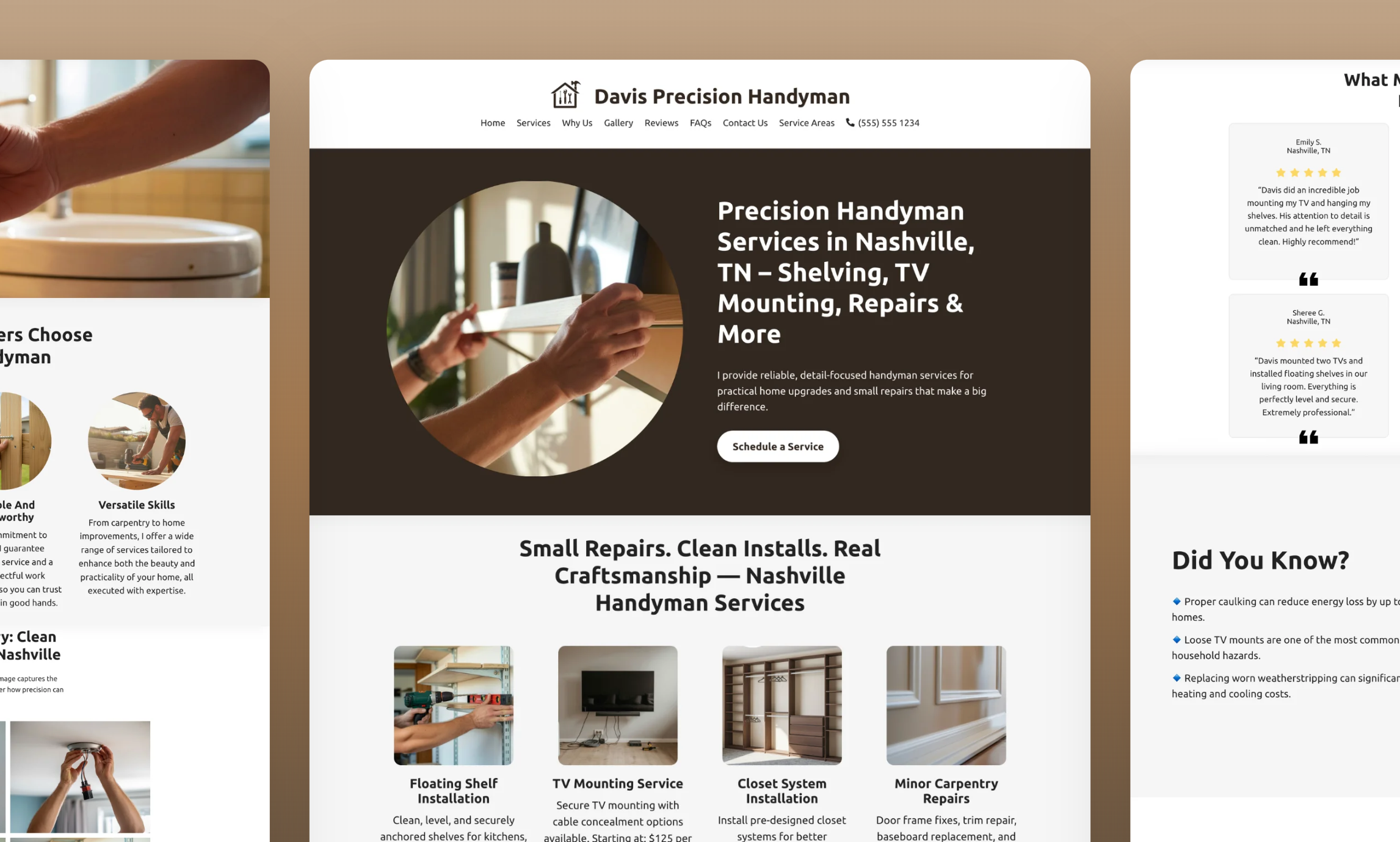 Preview of website template Davis Precision Handyman