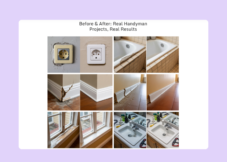 Gallery section titled 'Explore Our Stunning Home Remodeling Projects' with a gallery of 6 images of wooden-themed interior design in a masonry grid layout