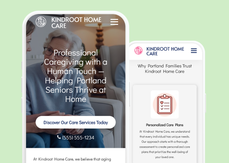 Revive Detailing and Spotless Touch landing pages in two smartphones, side by side, showing mobile view of the websites