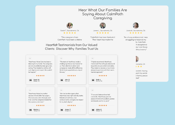 A collage of reviews section generated by Zarla showing different styles of testimonials