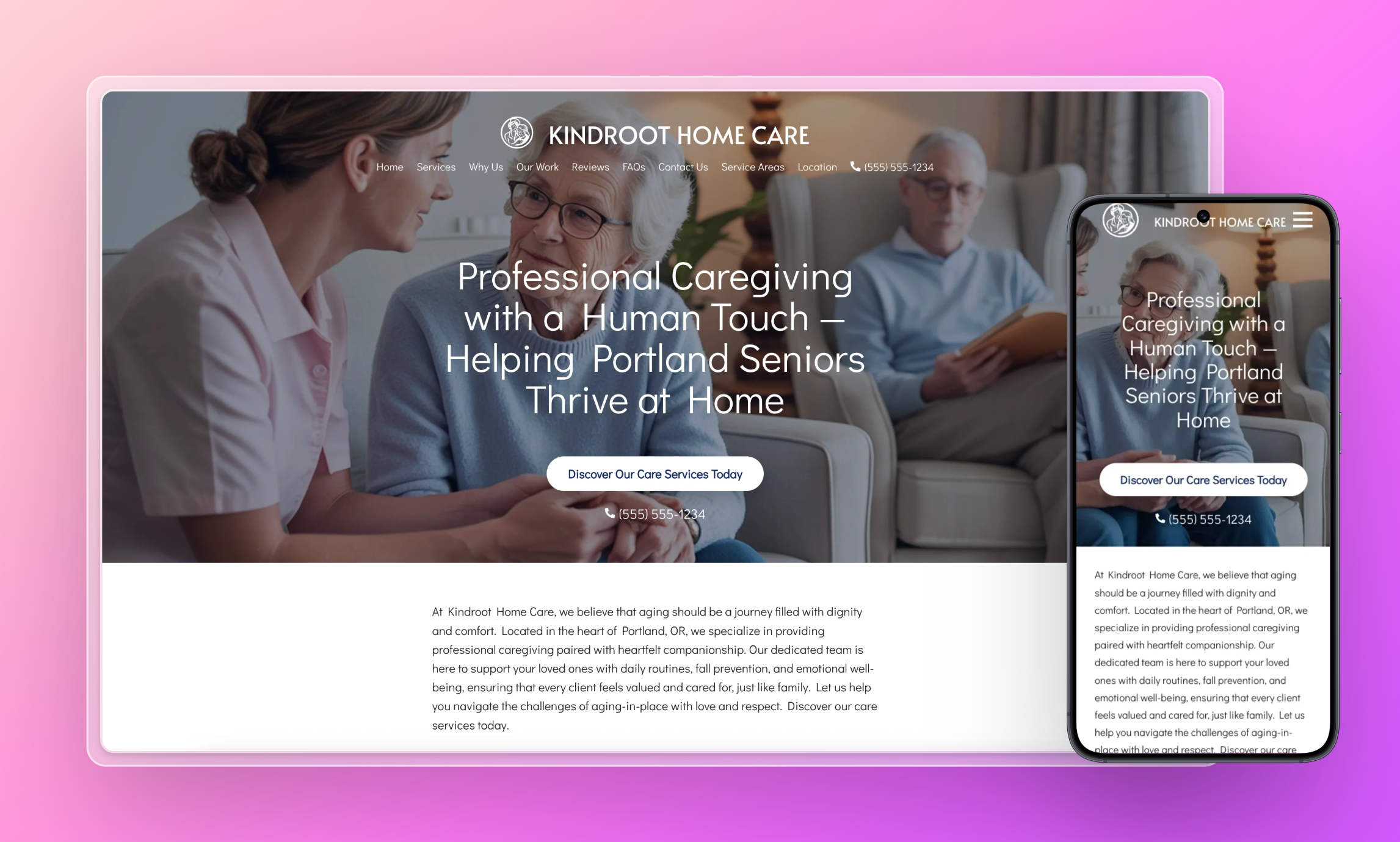 Preview of website template Kindroot Home Care
