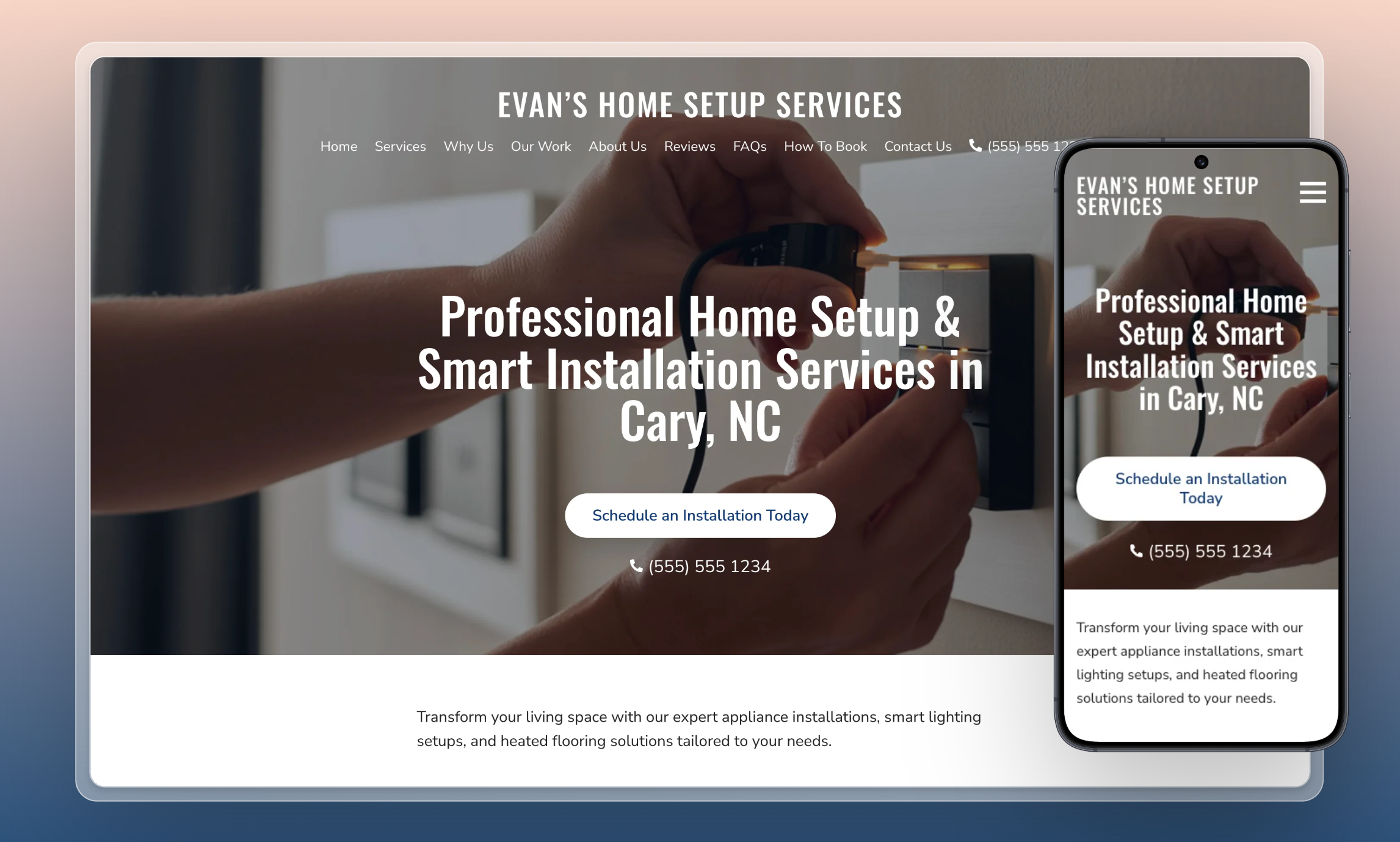 Preview of website template Evan's Home Setup Services
