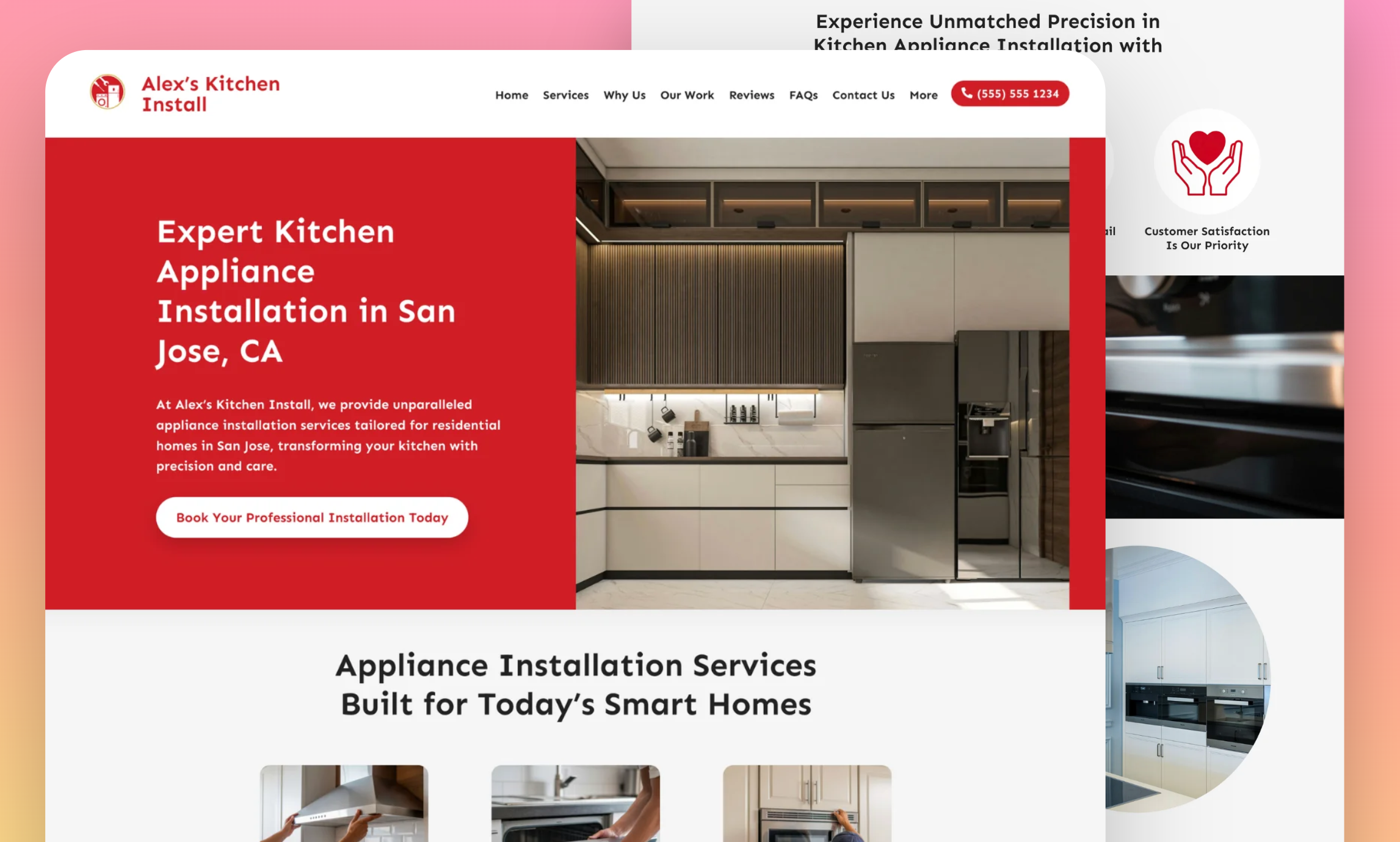Preview of website Alex's Kitchen Install