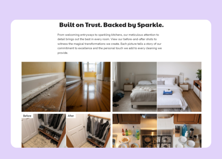 Gallery section titled 'Explore Our Stunning Home Remodeling Projects' with a gallery of 6 images of wooden-themed interior design in a masonry grid layout