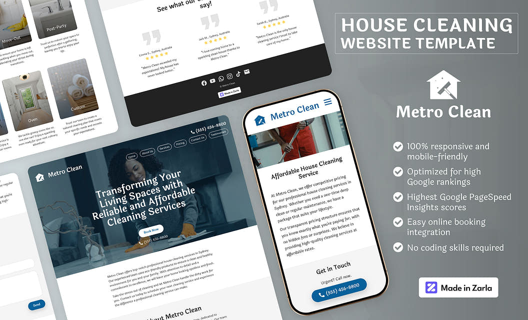 Metro Clean - House Cleaning Website Template