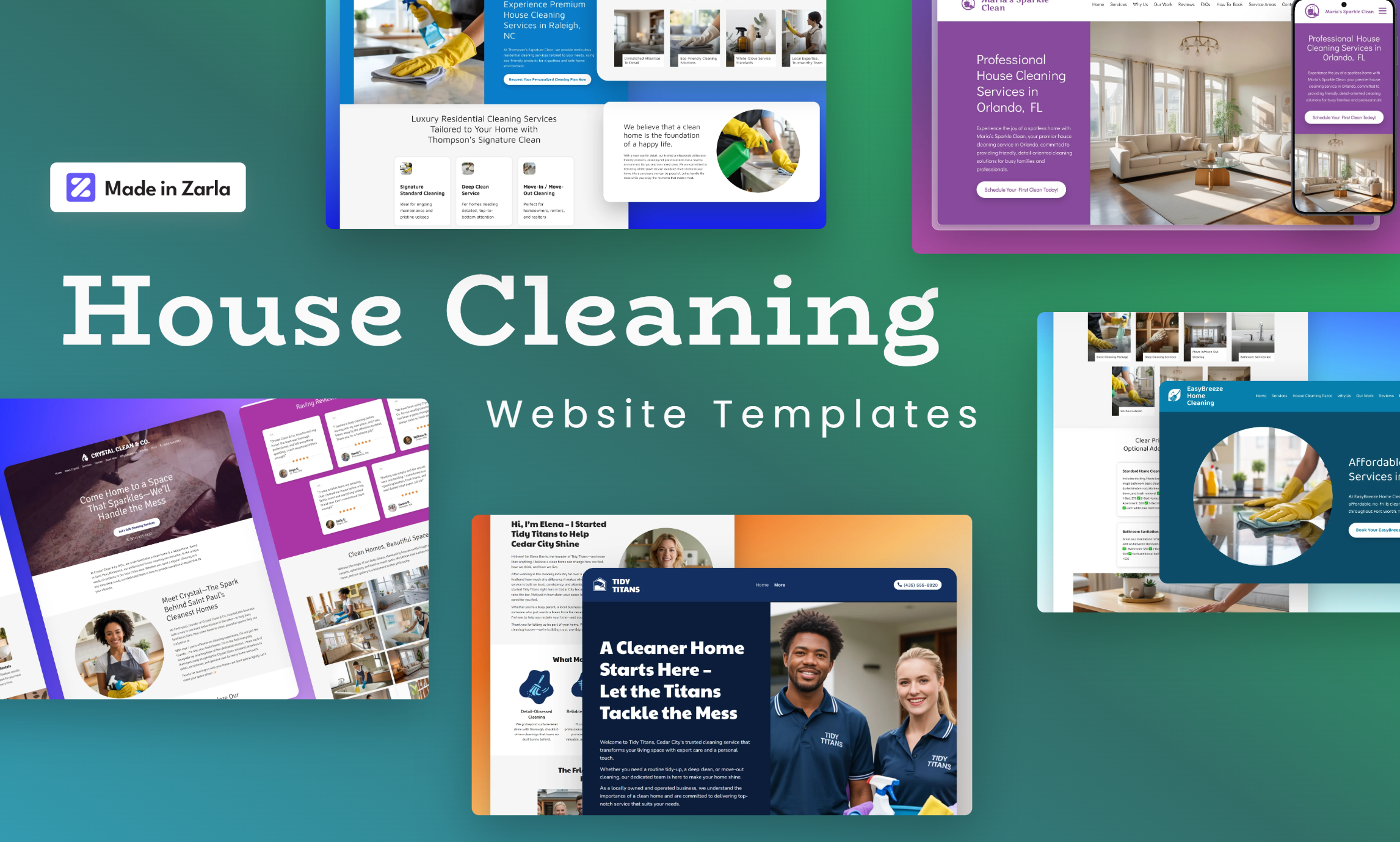 Collection of free house cleaning website templates