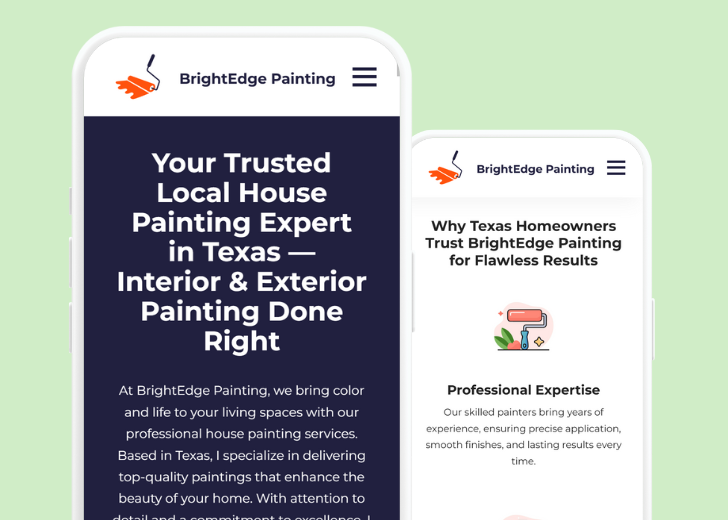 Revive Detailing and Spotless Touch landing pages in two smartphones, side by side, showing mobile view of the websites