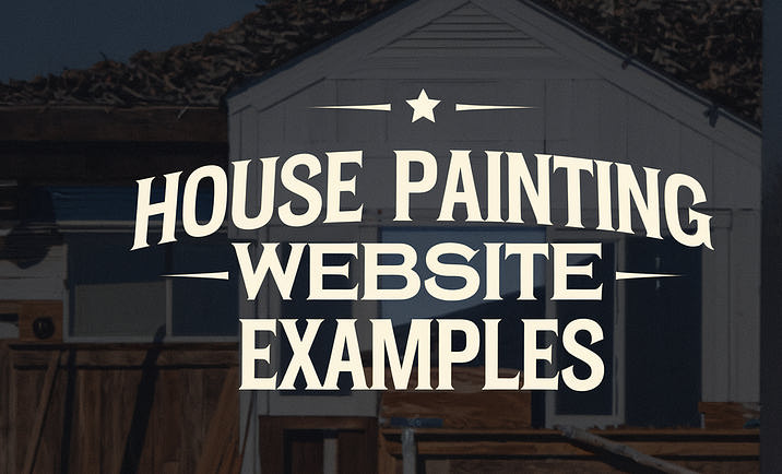 Image of a freshly painted house overlayed with text that reads "House Painting Website Examples"
