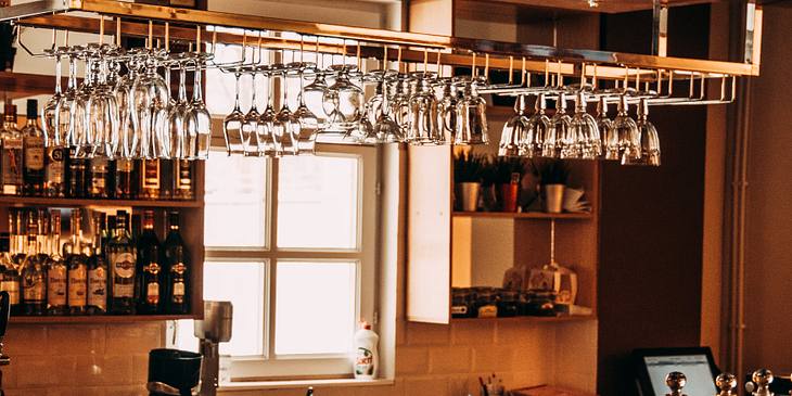 Bar counter with bar stylish interior.
