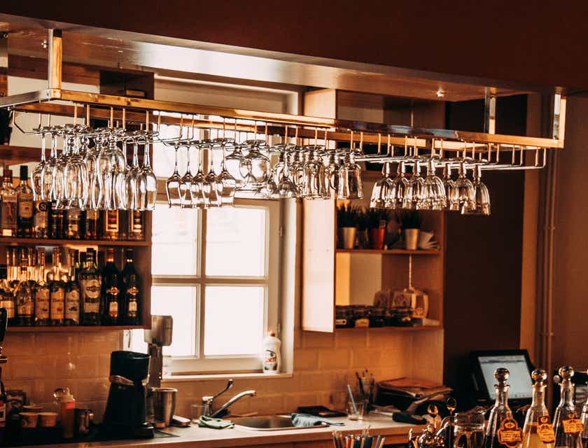 Bar counter with bar stylish interior.